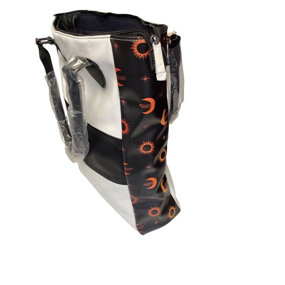 Colorblock Tote Bag With Sun & Moon Print - Picture 7 of 8